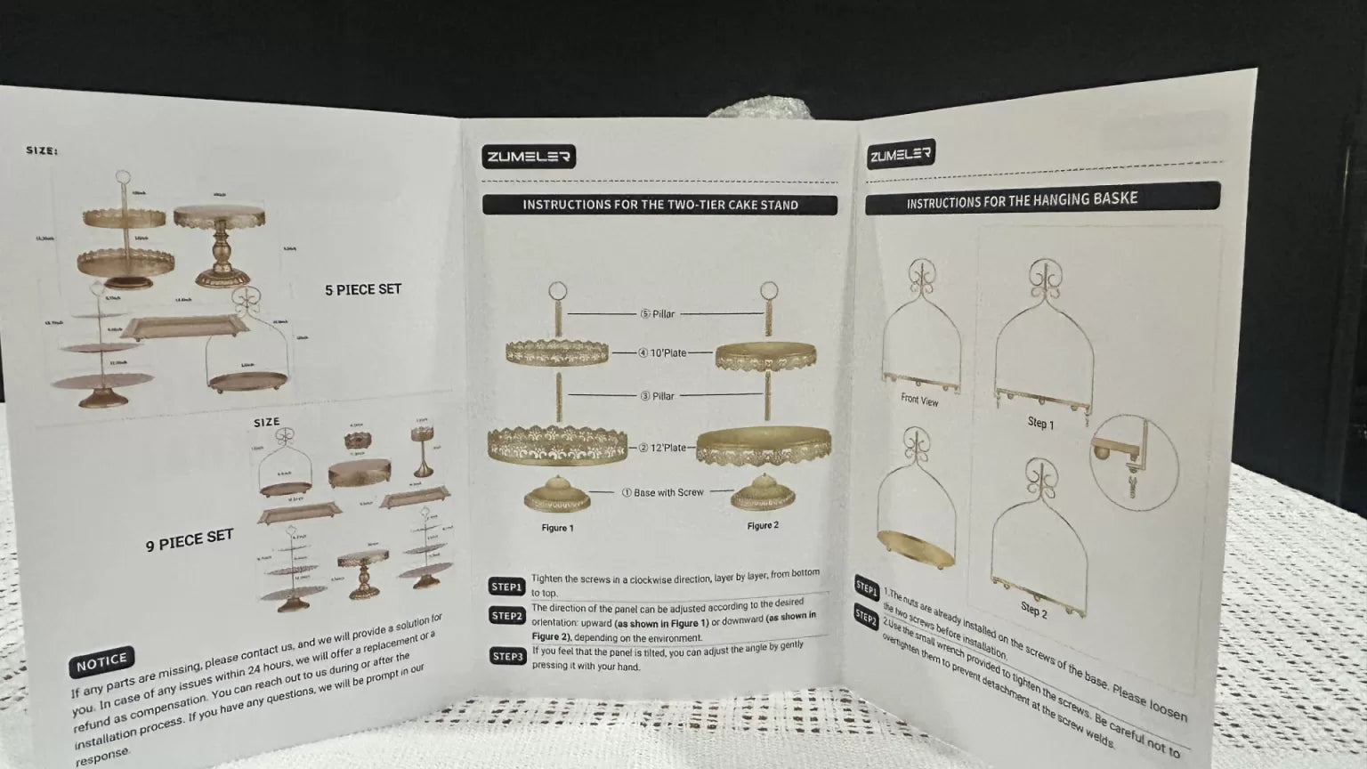 ZUMELER Bronze-Tone Decorative Cake Stand Set