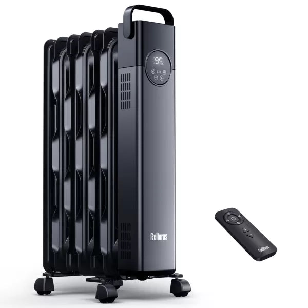 Rellorus 1500W Electric Oil-Filled Radiator Heater with Remote