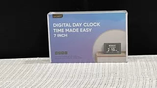7-Inch Digital Day and Calendar Clock – White