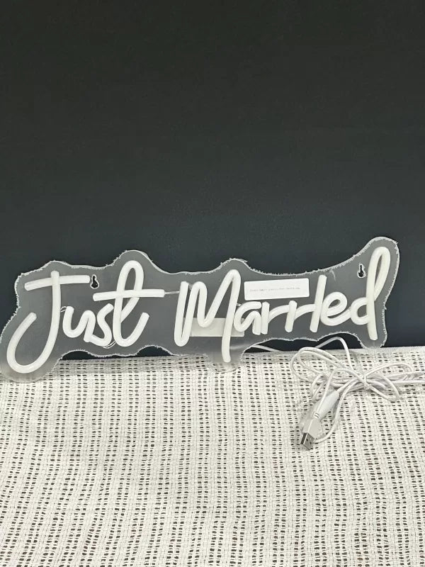 Just Married White LED Neon-Style Wedding Sign