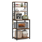 VASAGLE 6-Tier Kitchen Storage Rack with 6 Hooks – Rustic Brown and Black
